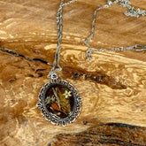 Botanical Oval Pendant Necklace – Real Dried Flower Jewelry
