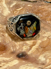 Gender Neutral 70s Style Statement Ring - Woodsy Nature Lichen Mushroom Hippie