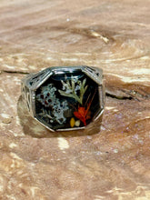 Gender Neutral 70s Style Statement Ring - Woodsy Nature Lichen Mushroom Hippie