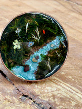 Forest River Statement Ring Miniature Moss Landscape Ring, Real Botanicals & Resin, Nature-Inspired Art Jewelry