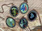 Large Statement Botanical Oval Pendant Necklaces Real Flowers, Ferns & Mushrooms in Resin, Cottagecore Woodland Jewelry