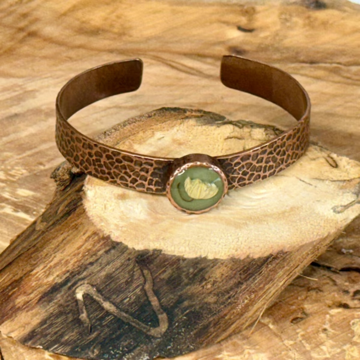 Rustic Botanical Copper Cuff Bracelet – Handmade Nature Jewelry