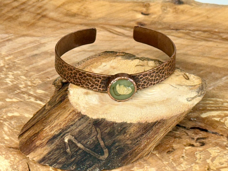 Rustic Botanical Copper Cuff Bracelet – Handmade Nature Jewelry