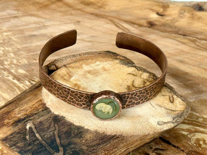 Rustic Botanical Copper Cuff Bracelet – Handmade Nature Jewelry