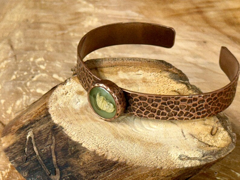 Rustic Botanical Copper Cuff Bracelet – Handmade Nature Jewelry
