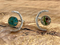 70s inspired Dried Flower Ring - boho - hippie - Statement Ring - Crescent Moon Celestial
