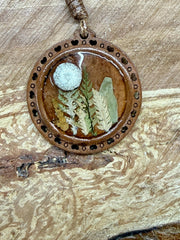 Gender Neutral Botanical Mandala Resin Necklace  Real Wildflower  Nature-Inspired Resin Pendant, Boho Earthy Jewelry