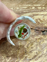 70s inspired Dried Flower Ring - boho - hippie - Statement Ring - Crescent Moon Celestial