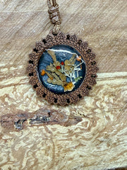Gender Neutral Botanical Mandala Resin Necklace  Real Wildflower  Nature-Inspired Resin Pendant, Boho Earthy Jewelry