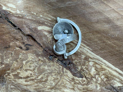 Celestial Botanical Statement Ring  Real Flower Resin Ring, Moon Phase Inspired Silver Ring, One of a Kind Nature Jewelry - Adjustable